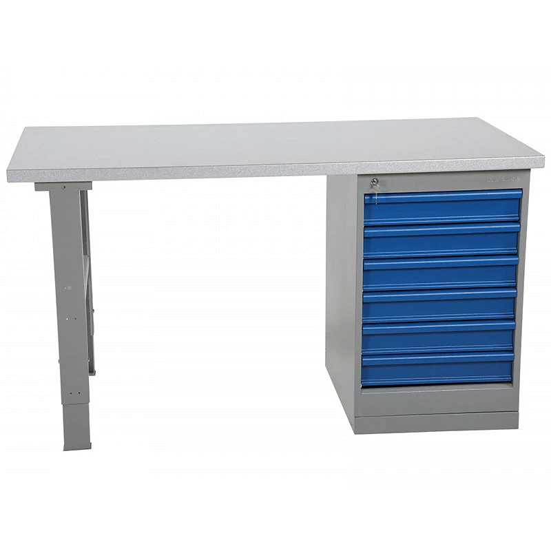 Table renforcée avec caisson de 6 tiroirs Table renforcée avec caisson de 6 tiroirs